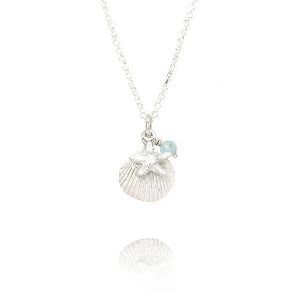 Zomers collier met schelp, zeester en Amazoniet