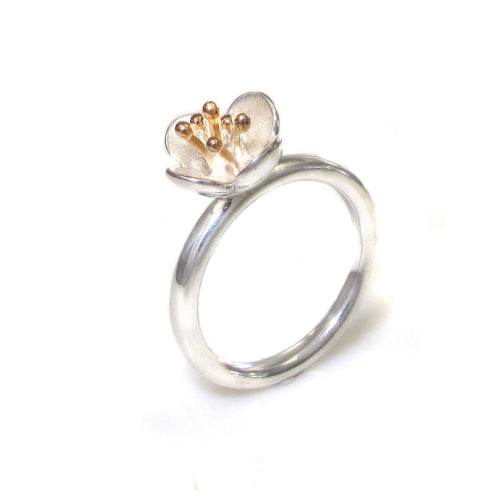 Aanschuifring bloem rosegoud