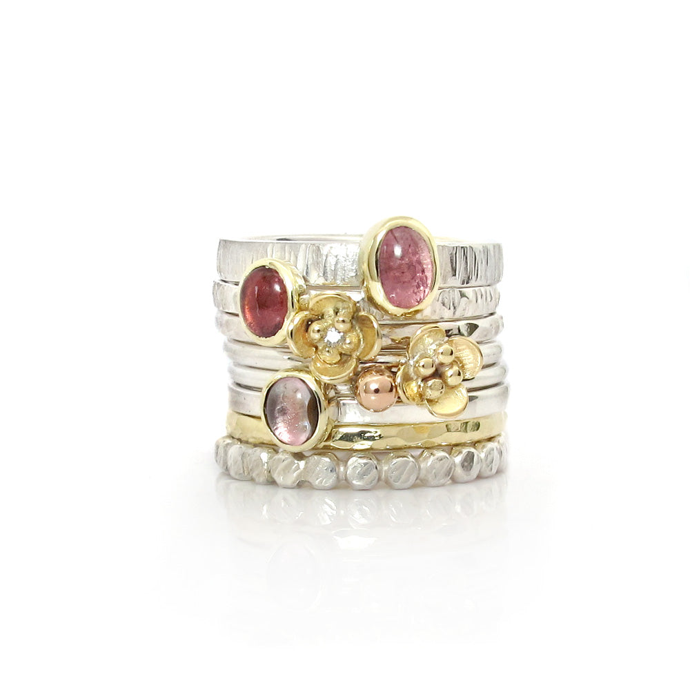 Aanschuifring zilver en goud met diamant