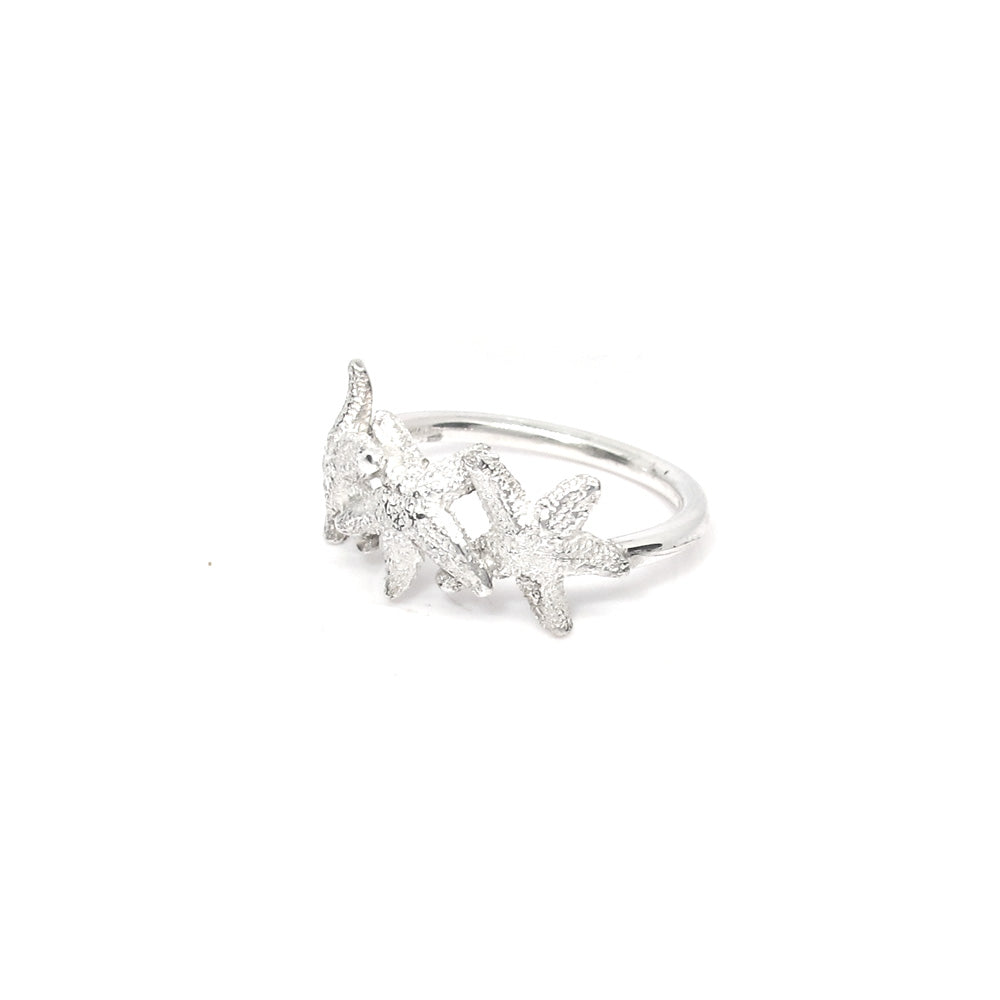 Zilveren ring met zeesterren