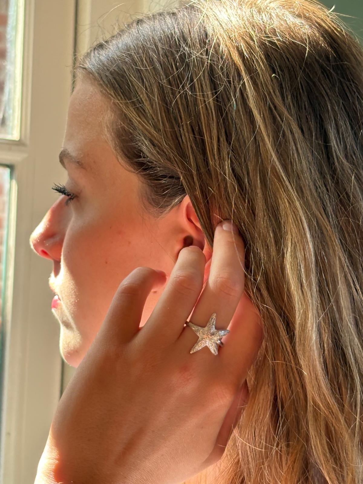 Silver ring with starfish