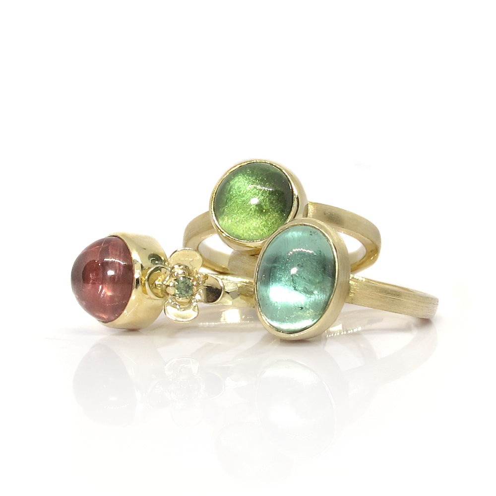 Gold ring with blue tourmaline