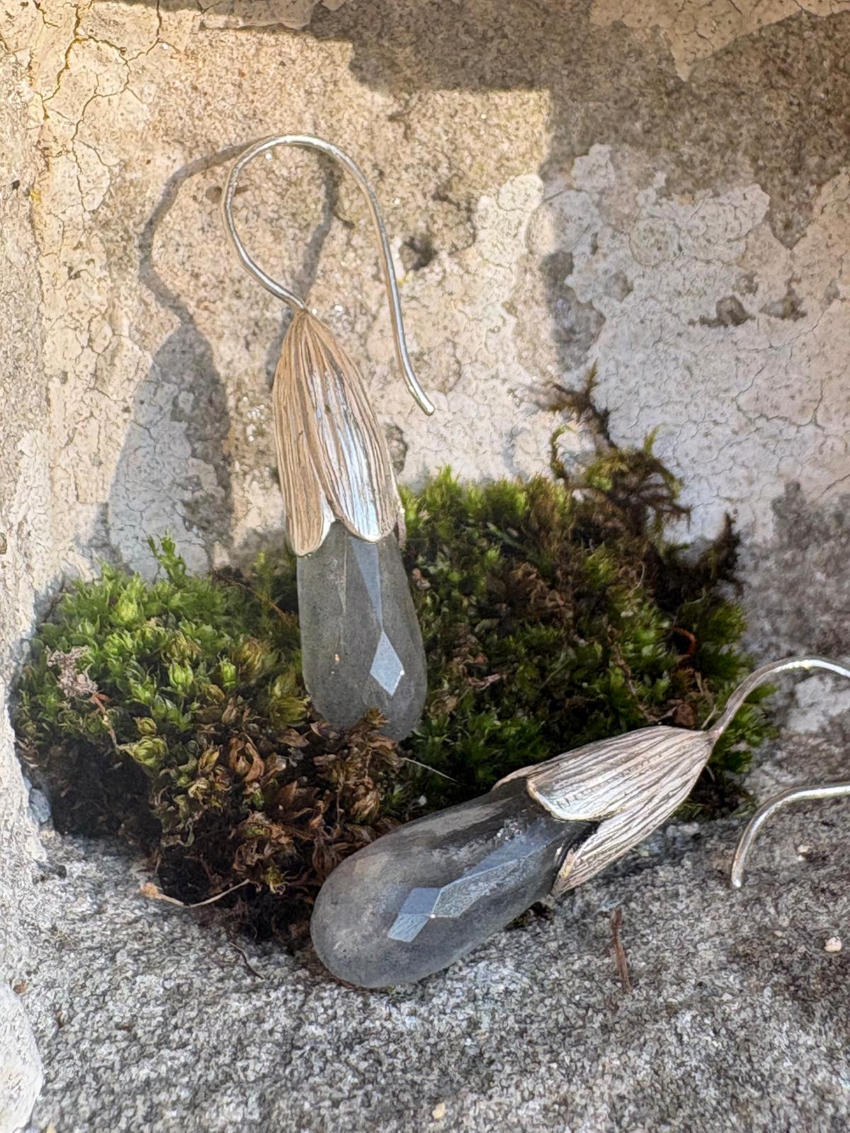 Oorhangers zilver met labradoriet