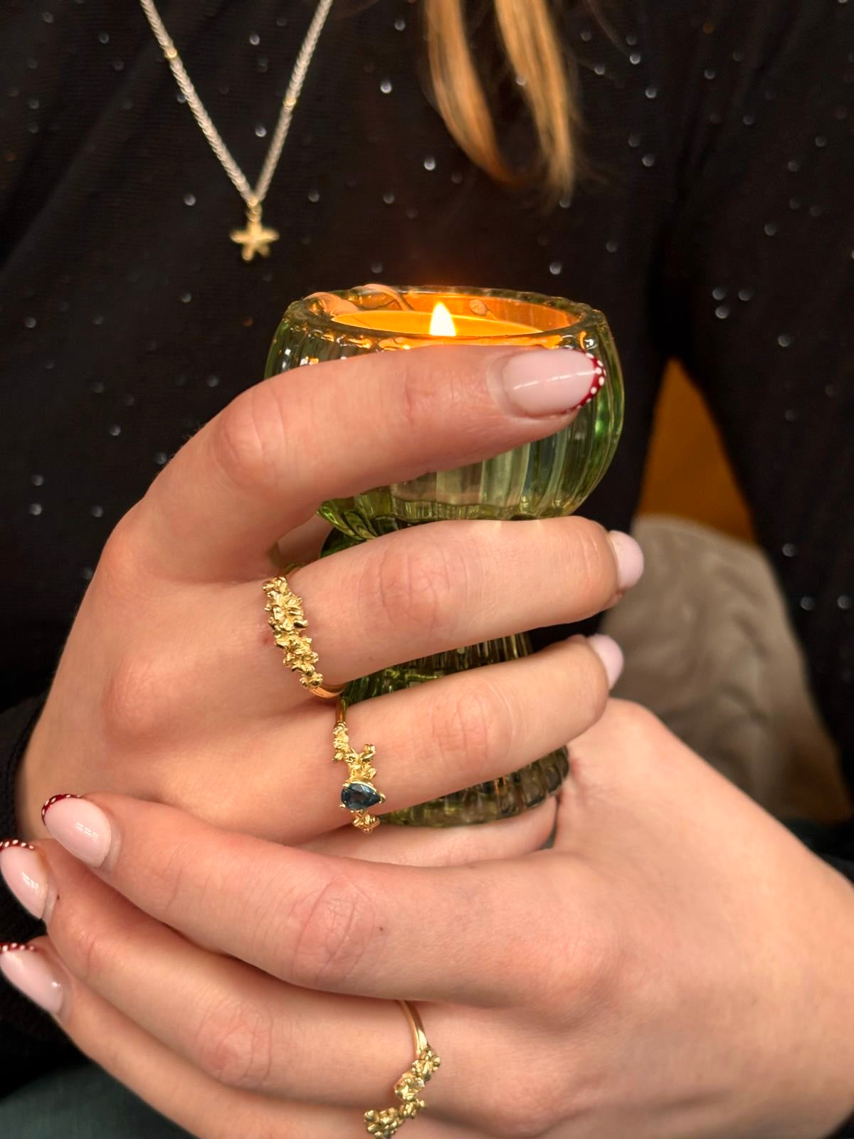 Gold ring with blue tourmaline Dunes' Kiss