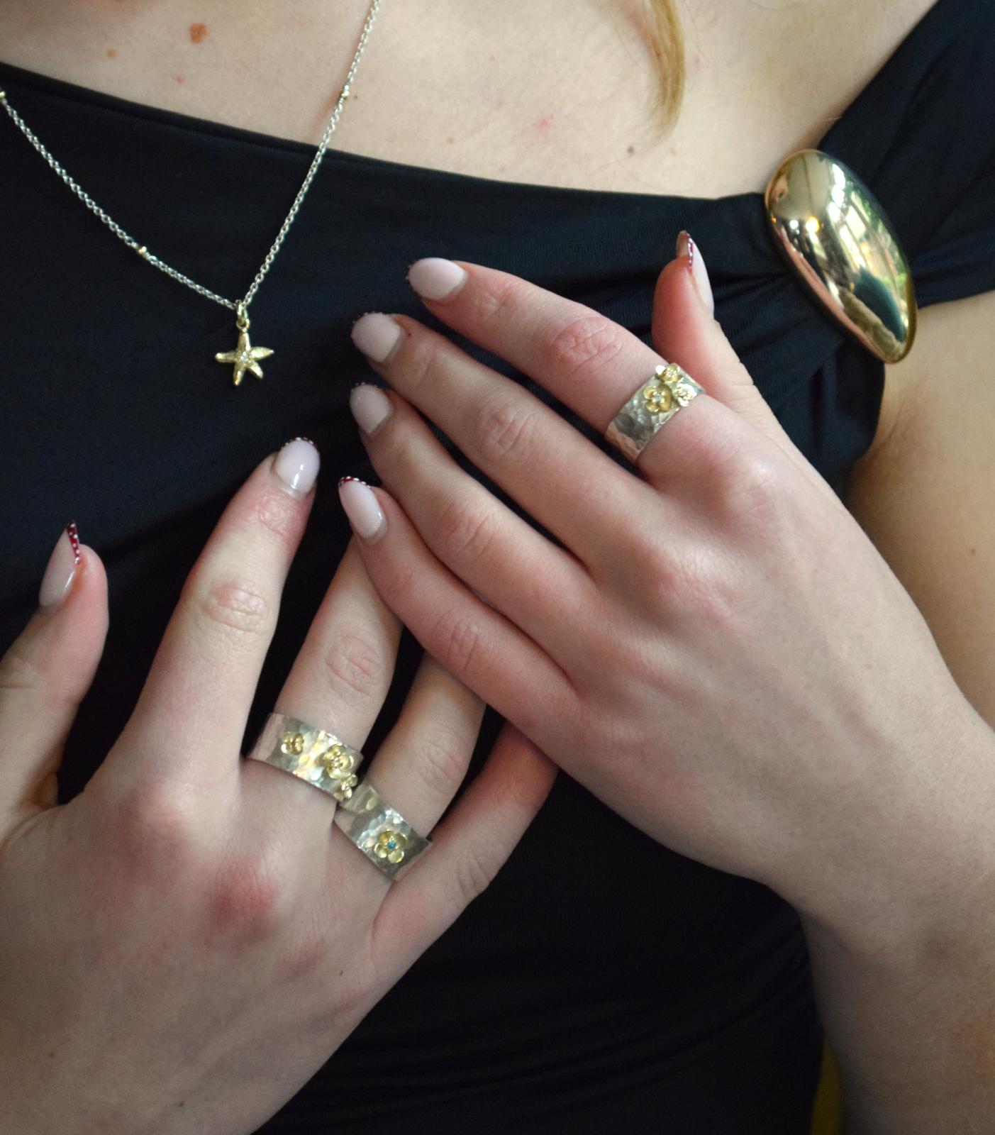 Silver necklace with gold starfish