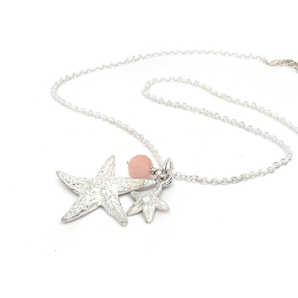 Zeesterren collier met roze opaal