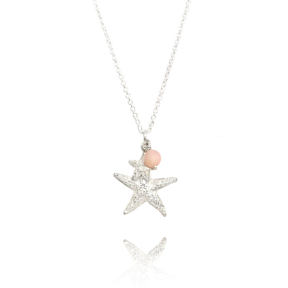 Zeesterren collier met roze opaal