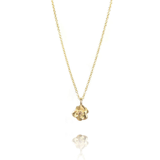 Hanger goud met bloemetje en diamant