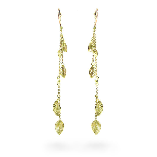 Oorhanger goud blaadjes dubbel