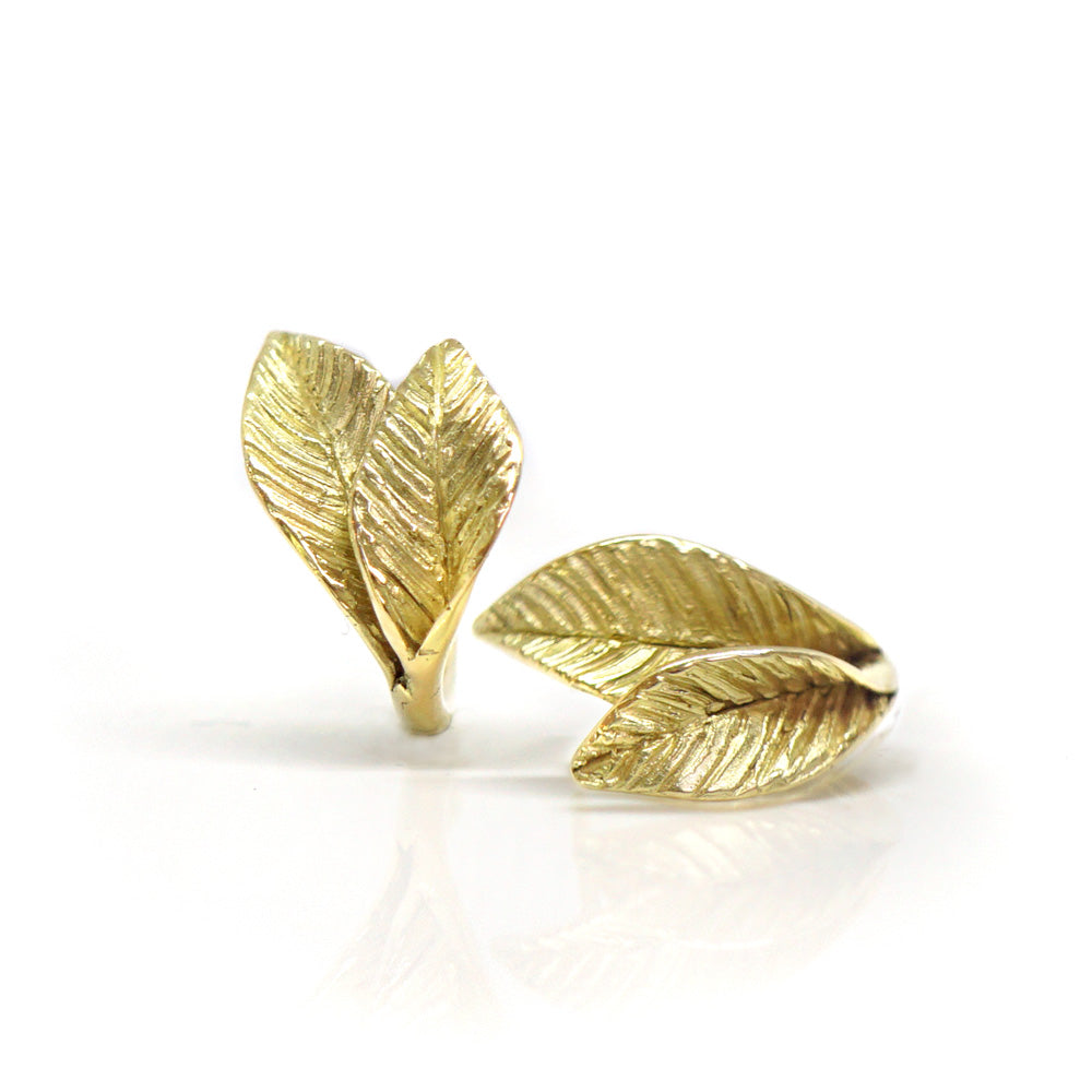Earrings with gold leaves