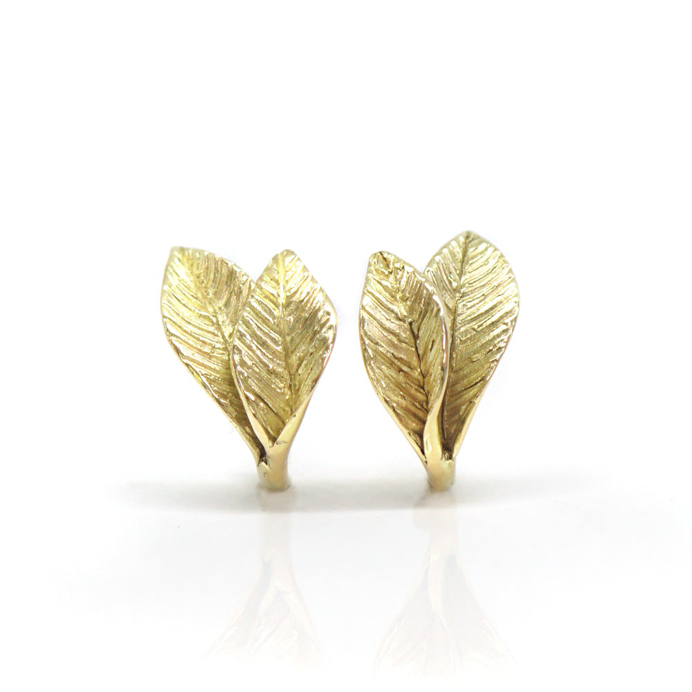 Earrings with gold leaves