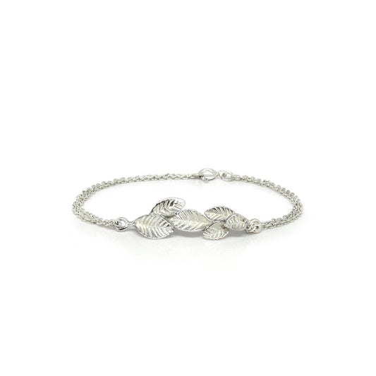 Zilveren blaadjes armband