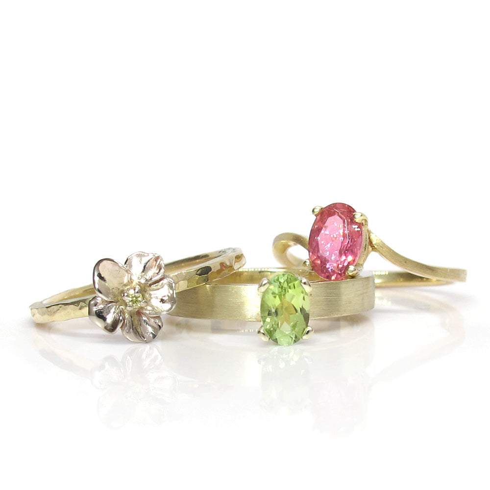 Green tourmaline engagement ring