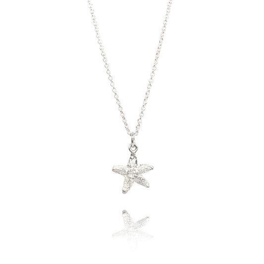 Zilveren collier met zeester klein