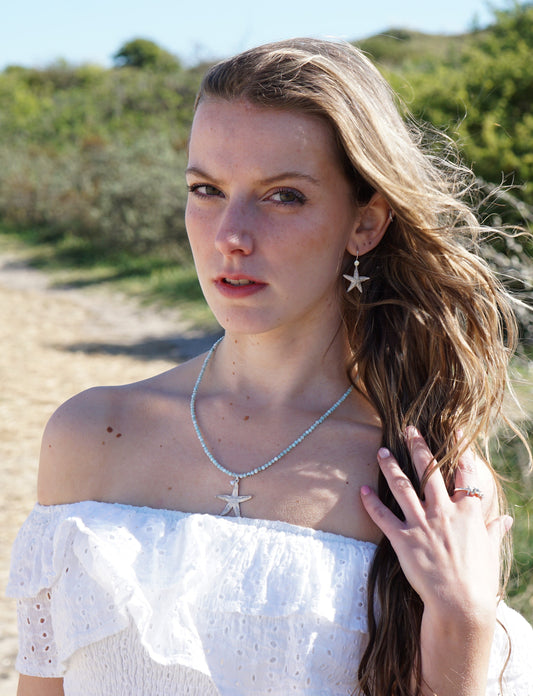 Nieuw in de webshop: collier larimar met grote zeester