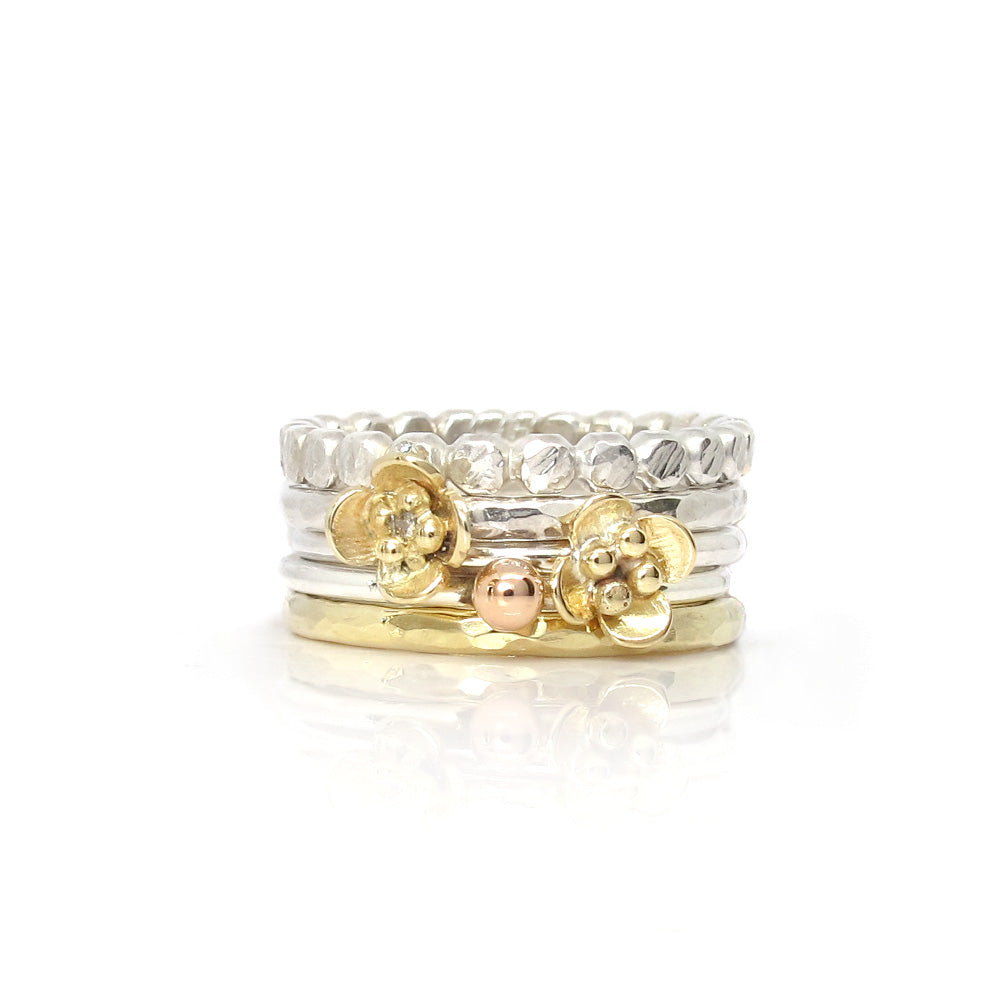 Aanschuifring zilver en goud met diamant