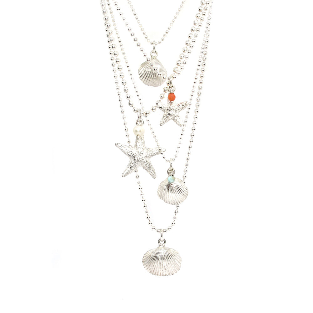 Necklace with starfish and coral