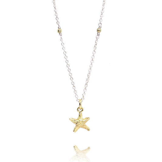 Silberne Halskette mit goldenem Seestern