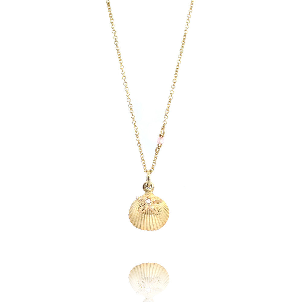 Collier met zonnesteen en schelp