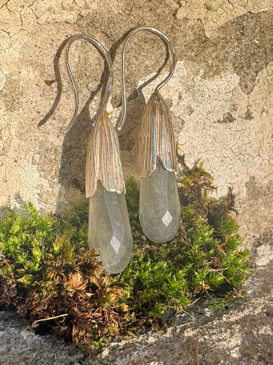 Oorhangers zilver met labradoriet