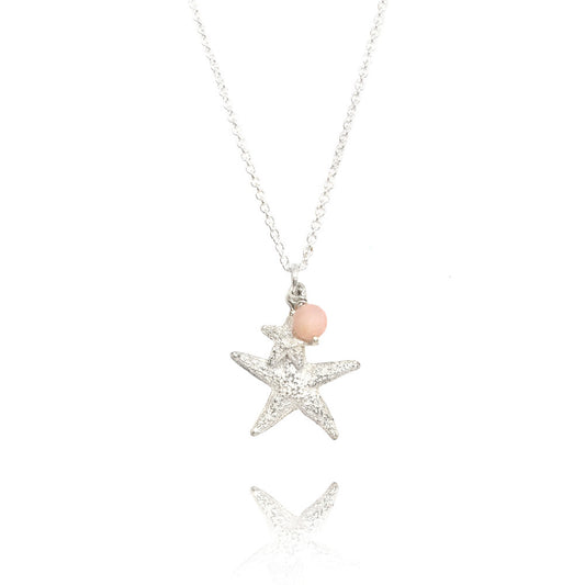 Zeesterren collier met roze opaal