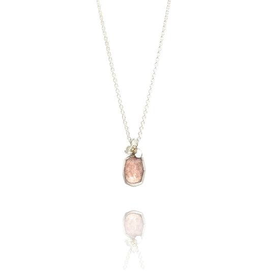 Silber- und Goldkette mit rosa Turmalin. VERKAUFT