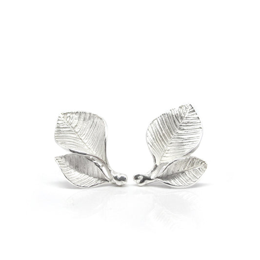 Große Blattohrringe aus Silber