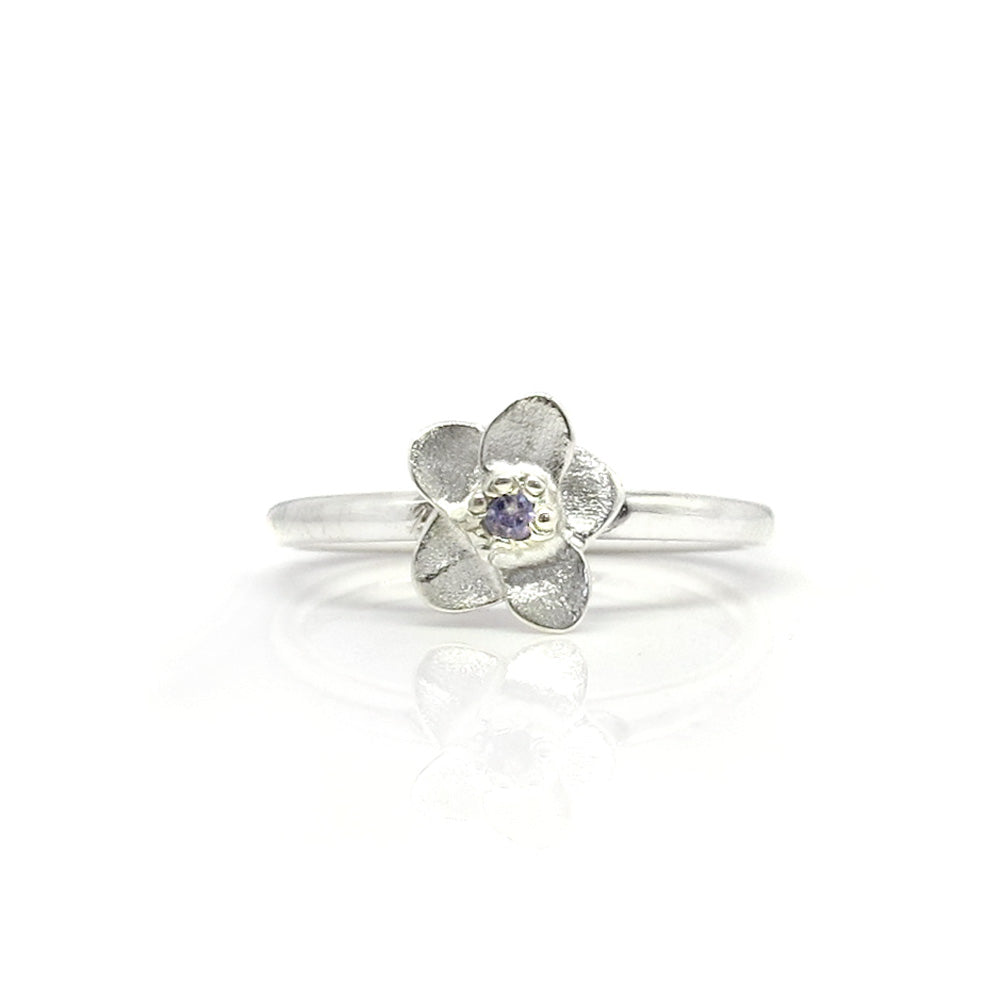 Silberring Blume und Lolite
