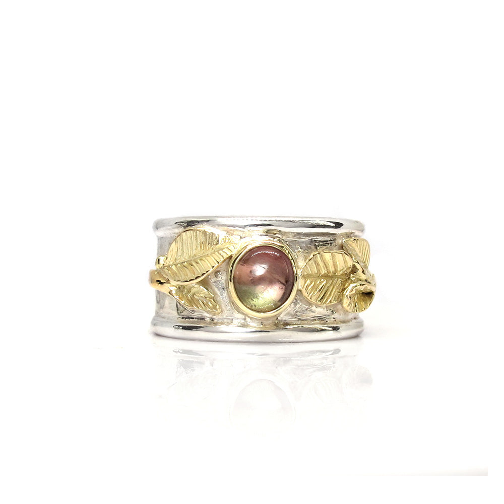 Gold with silver ring with tourmaline