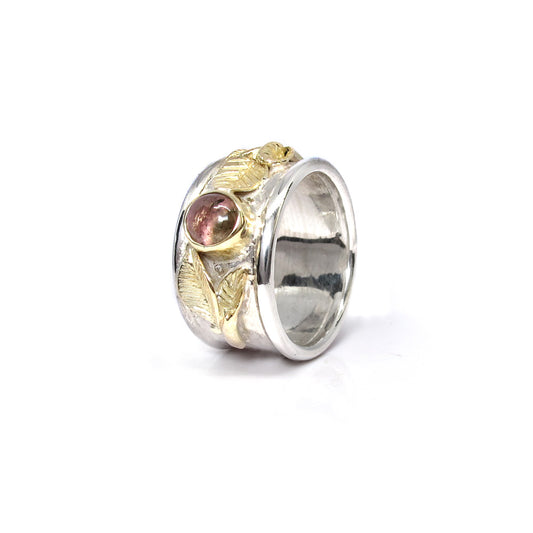 Gold with silver ring with tourmaline