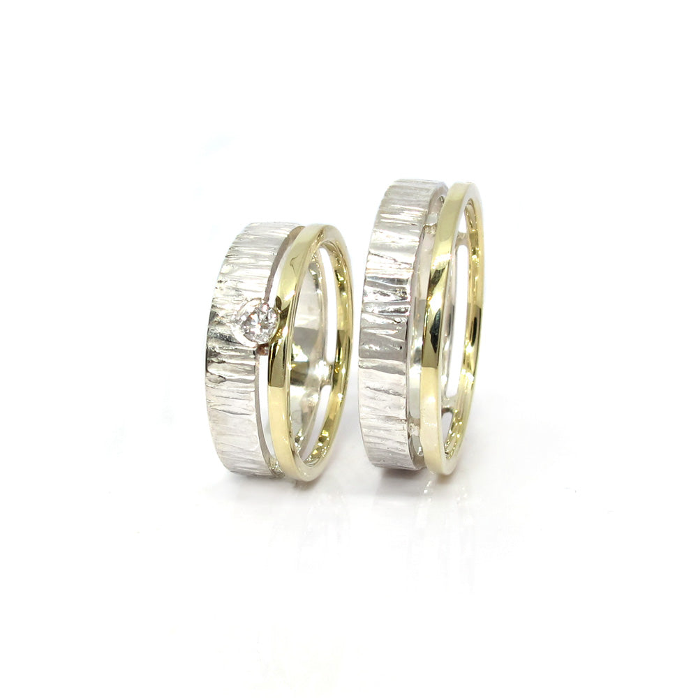 Trauringe aus Gold, Silber und Diamanten