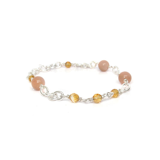 Silberarmband mit Mondstein und Citrin