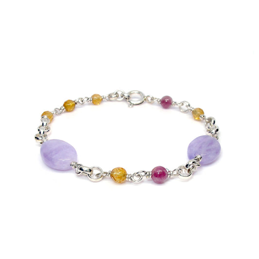 Silbernes Jasseron-Armband mit Edelsteinen