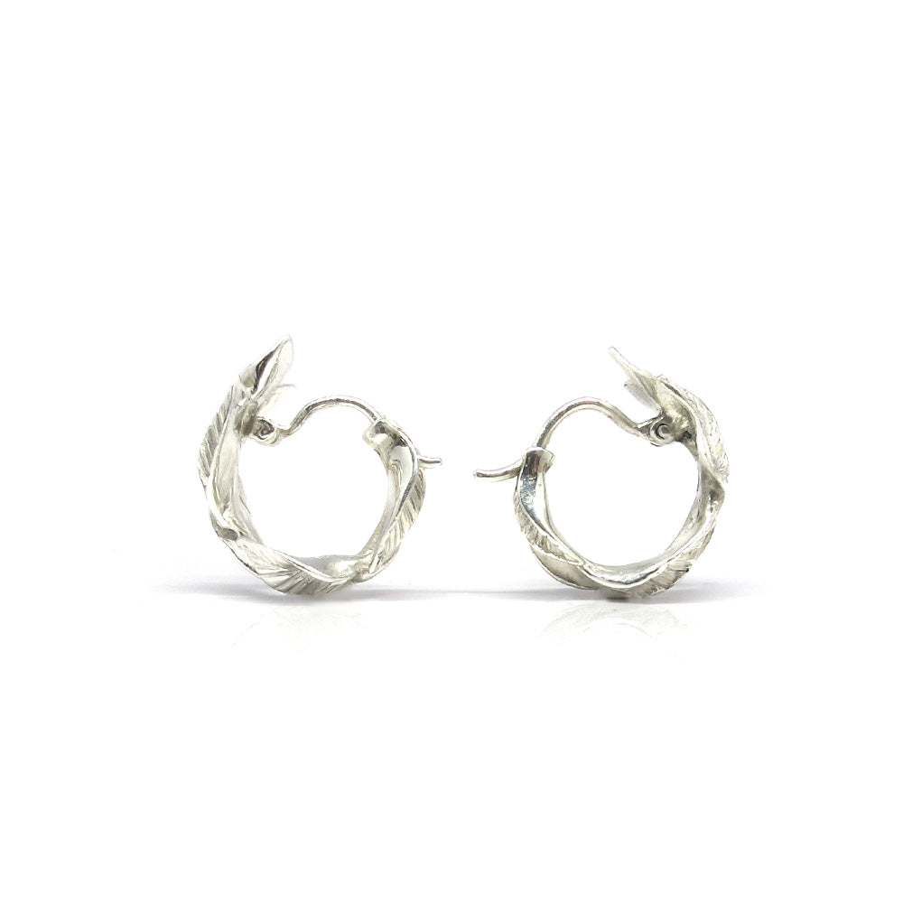 Silver hoop earrings with leaves